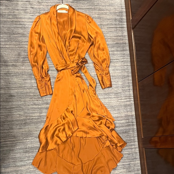 Zimmermann Dresses & Skirts - Beautiful Zimmermann Silk Ruffle  Wrap Dress in Burnt Orange., size 0